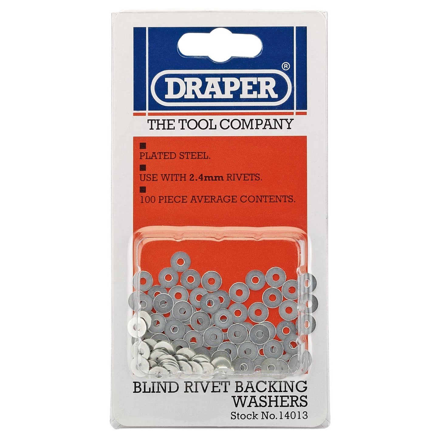 Draper Rivet Backing Washers, 2.4mm (100 Piece) - 14013