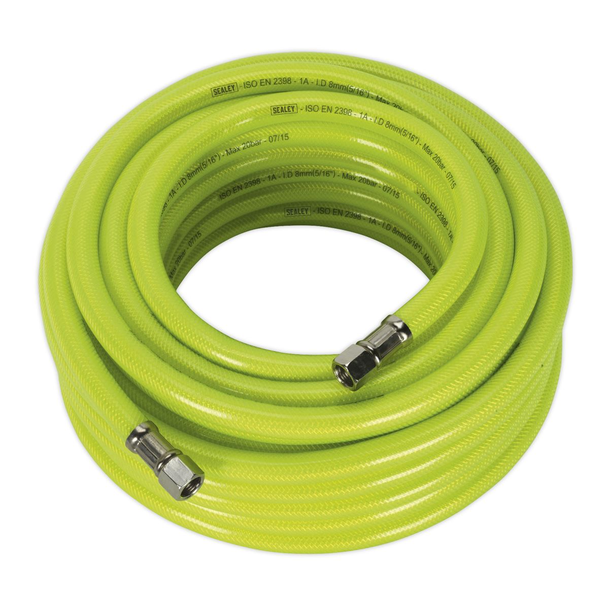 Sealey Air Hose High-Visibility 15m x 8mm with 1/4"BSP Unions AHFC15