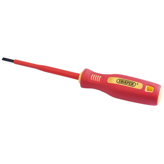 Draper 4mm x 100mm Fully Insulated Plain Slot Screwdriver. (Sold Loose) - 46523