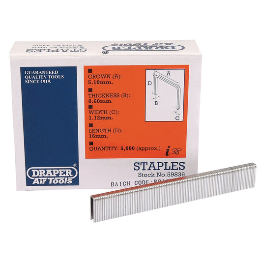 Draper 16mm Staples (5000) AAS16 - 59836