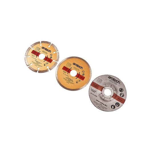 3 Piece Diamond & Cut Off Blade Set Segmented Stone Rim Continuous Disc Kit Saw - V0260