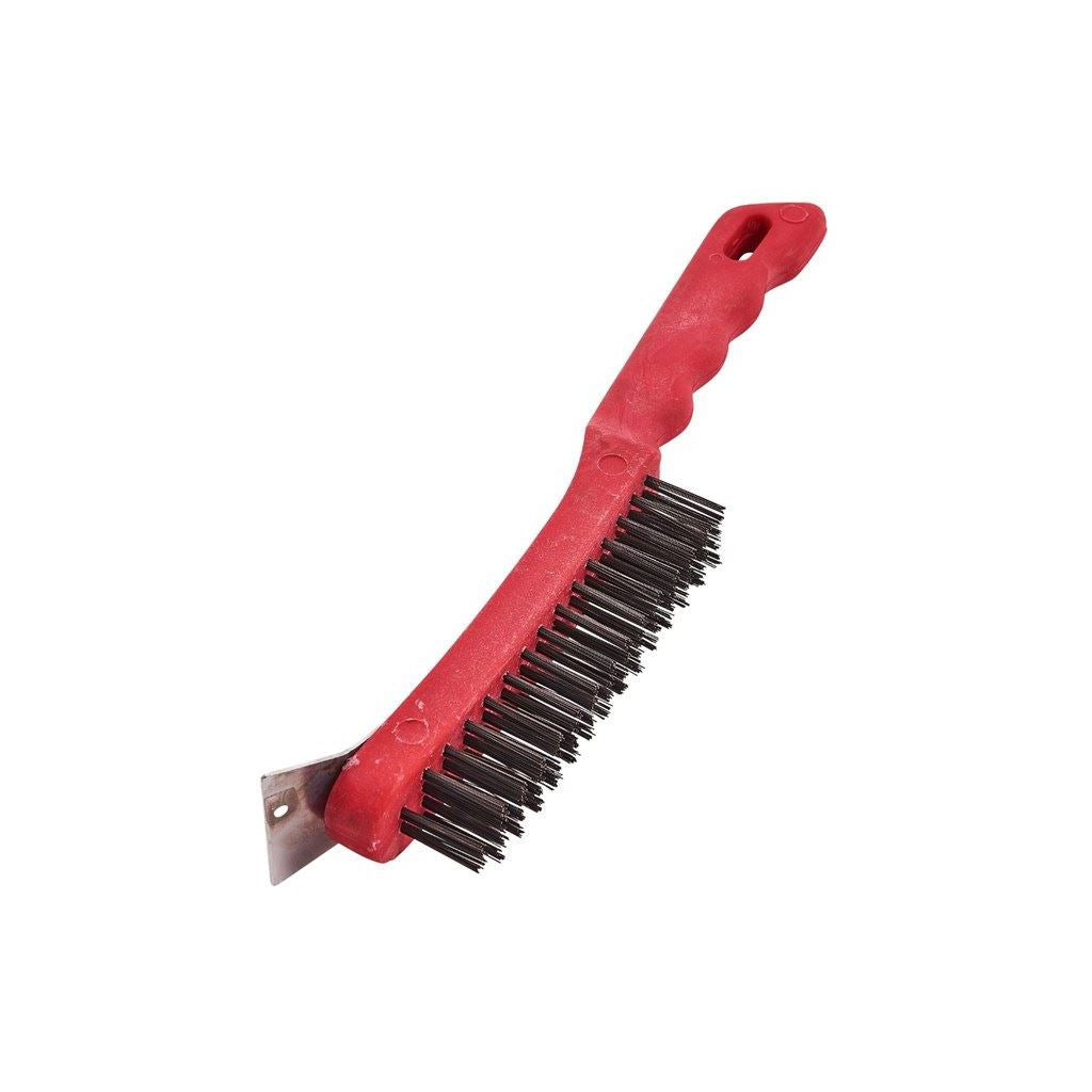 275mm Length Wire Brush & Scraper Remove Rust Plastic Handle DIY Garage Workshop - S3675