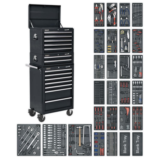 Sealey Tool Chest Combination 14 Drawer - Black & 1179pc Tool Kit SPTCOMBO2