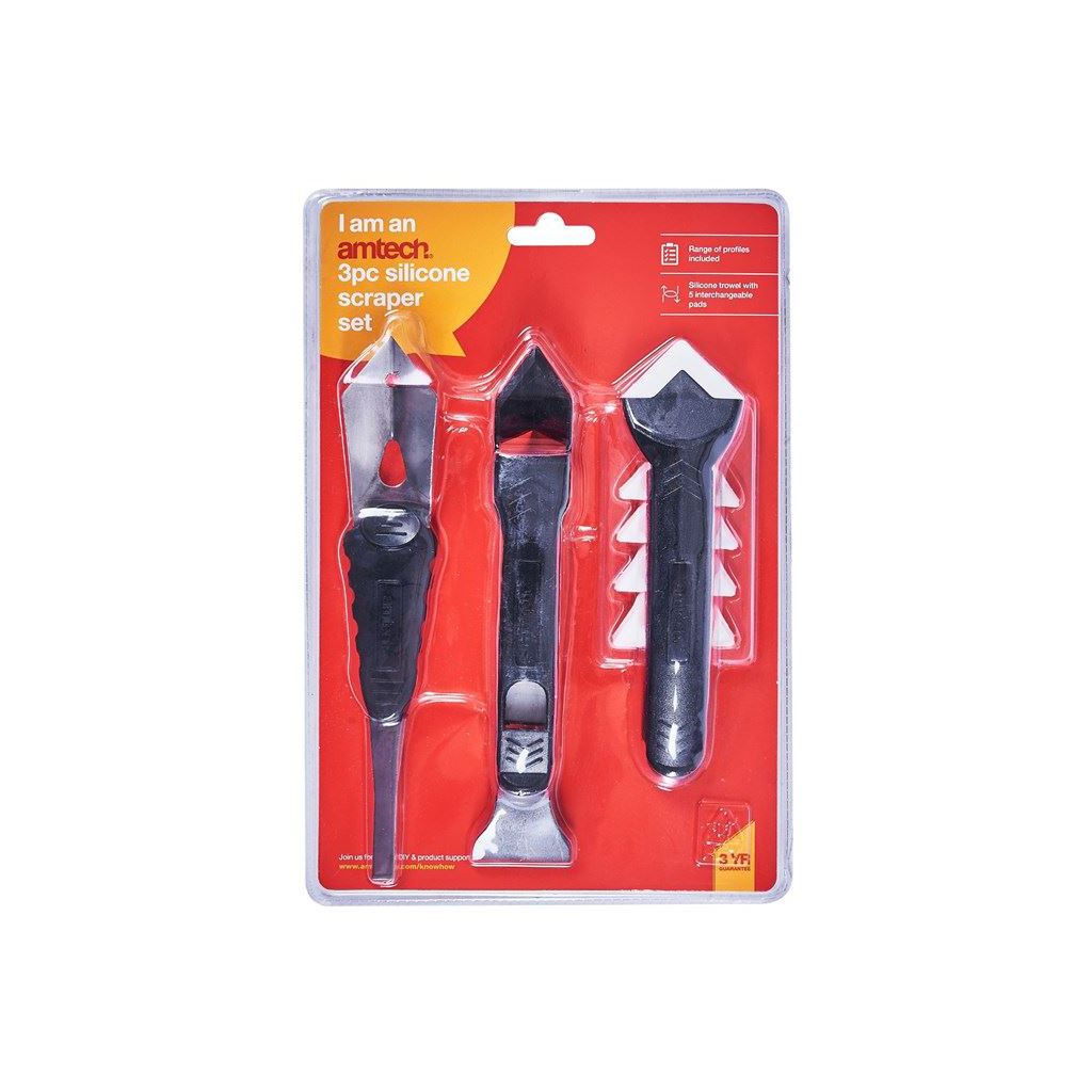 3Pcs Silicone Scraper Caulking Grouting Tool Sealant Finishing Cleaning Kit Set - H2145