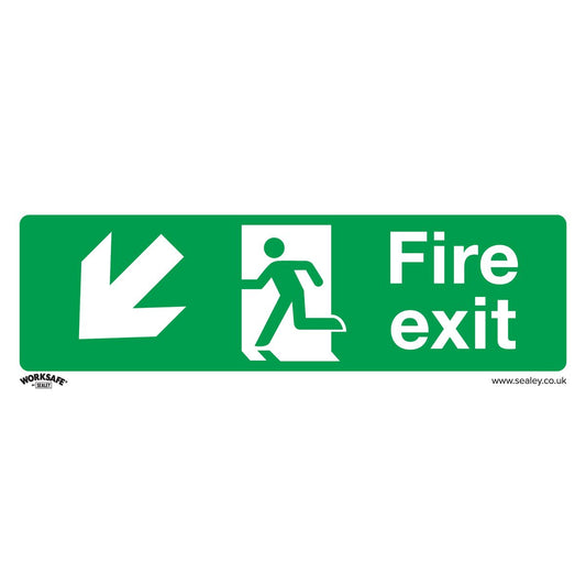 Sealey Safety Sign - Fire Exit (Down Left) - Rigid Plas. - Pk of 10 SS34P10