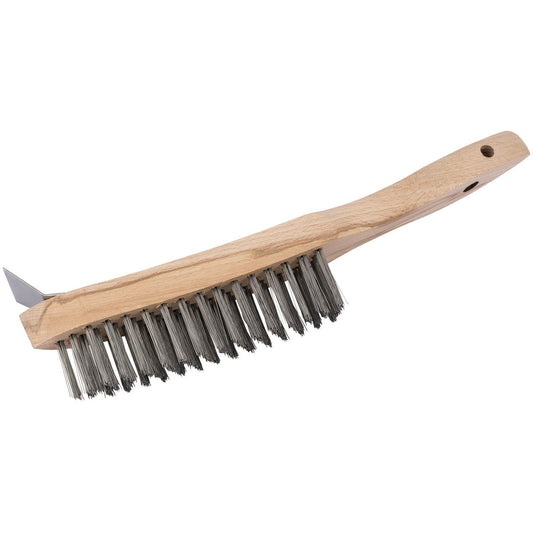 Draper Heavy Duty 4 Row Wire Scratch Brush with Scraper (310mm) - 36176