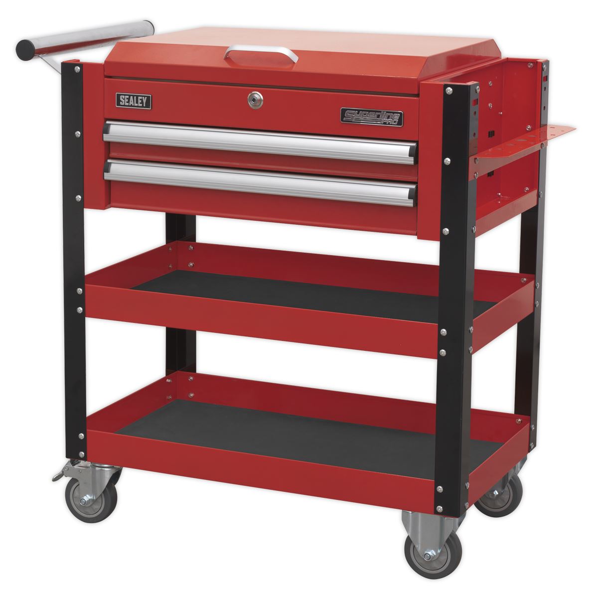 Sealey HD Mobile Tool & Parts Trolley 2 Drawer & Locking Top - Red AP760M