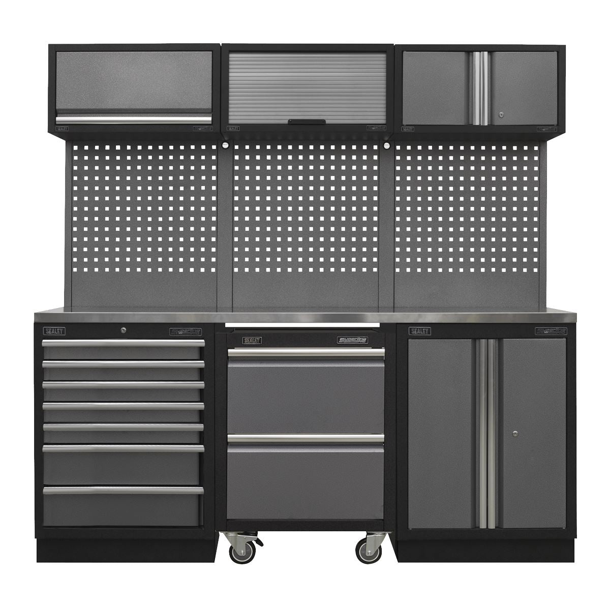 Sealey Superline Pro 2.04m Storage System - Stainless Steel Worktop - APMSSTACK12SS