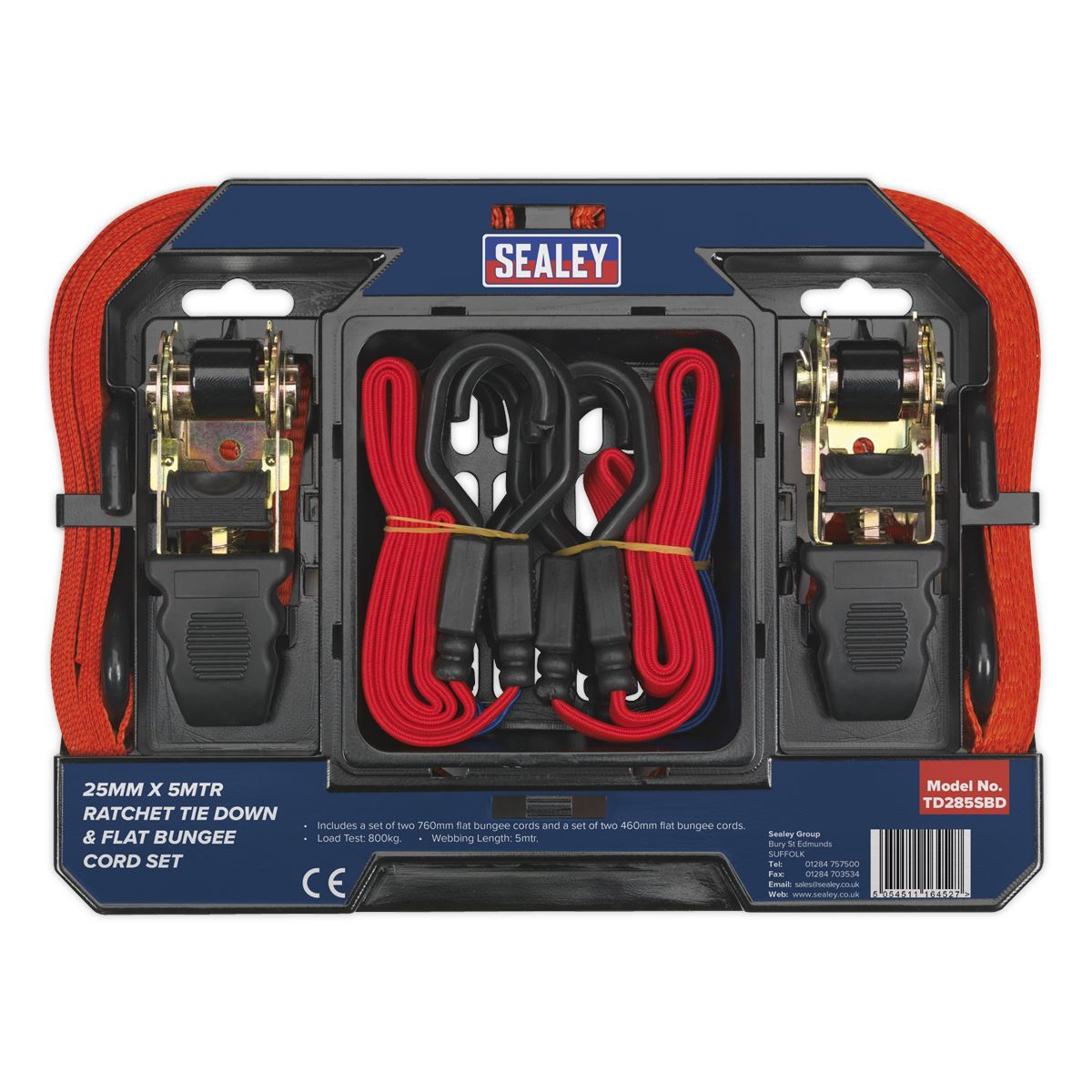 Sealey Tie Down & Bungee Cord Set 6pc TD285SBD