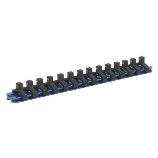 Sealey Socket Retaining Rail with 14 Clips Aluminium 1/4"Sq Drive SR1414