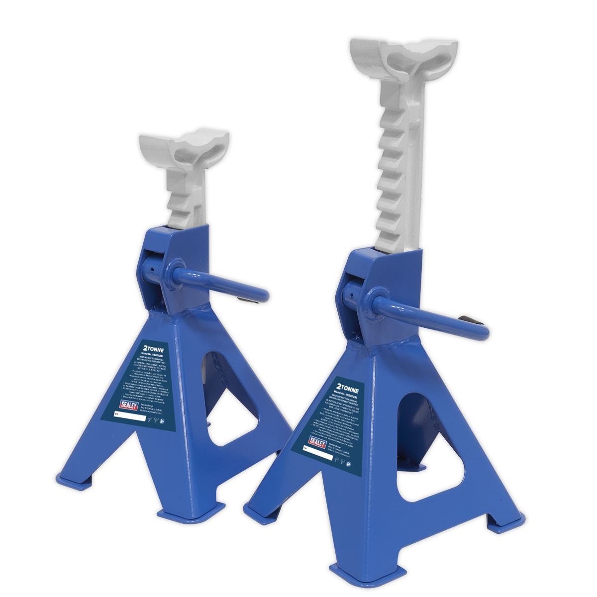 Sealey Axle Stands (Pair) 2 tonne per Stand Ratchet Type - Blue VS2002BL