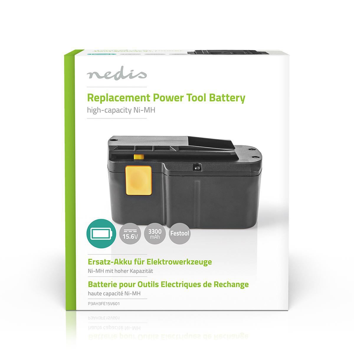 Nedis Power Tool Battery Ni-MH 15.6V 3.3Ah 51.48Wh Replacement for Festool