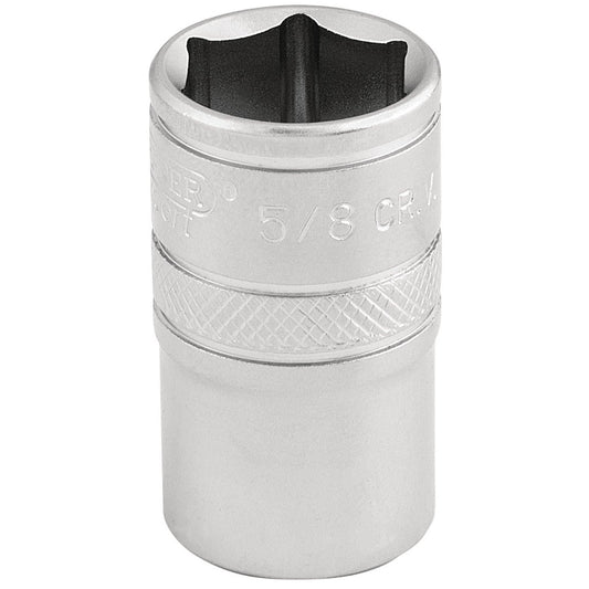 Draper Expert Quality Chrome 1/2" Square Drive 6 Point Imperial Socket - 5/18" - 16628