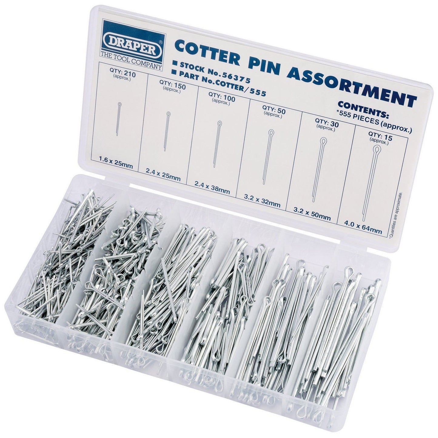 Draper Split Pin Assortment (555 Piece) - 56375