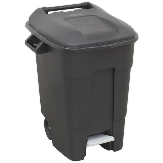 Sealey Refuse/Wheelie Bin with Foot Pedal 100L - Black BM100P