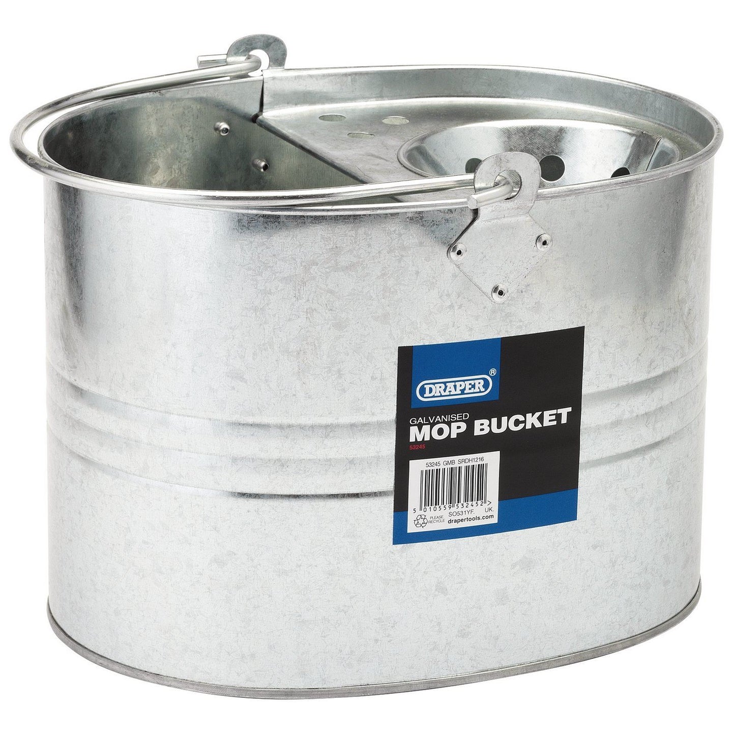 Draper Robust & Durable Multi-Purpose Galvanised Steel Bucket - 9 Litre 53245