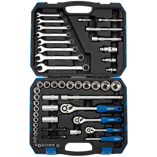 Draper Tools 16364 1/4" 3/8" 1/2" Drive Ratchet Socket & Wrench Spanner Set Kit