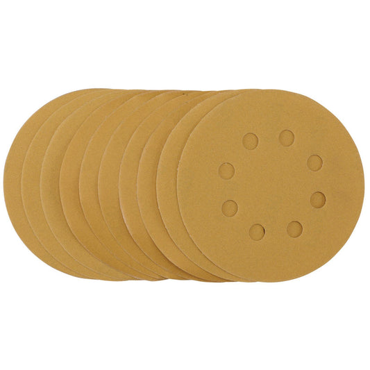 Draper Gold Sanding Discs with Hook & Loop, 125mm, 320 Grit (Pack of 10) - 59766