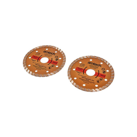 2 x 115mm Diamond Turbo Cutting Disc Hard Brick Masonry Concrete & Tiles Stone - V0235