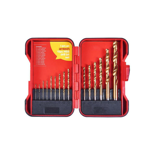 15 Piece Hss Drill Bit Set Titanium Coated In Storage Case High Quality Parts - F1132