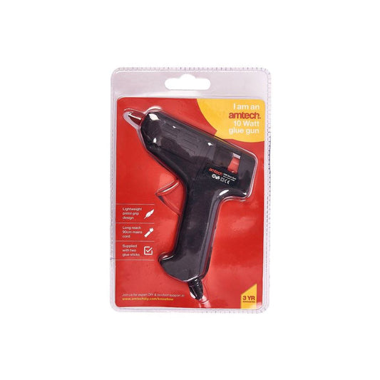 Amtech Hot Melt Mini Glue Gun+ 2 Sticks 10W 240V Crafts Diy Adhesive Electric - S1860