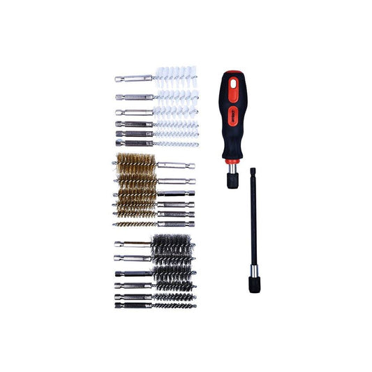 Amtech 20 Piece Wire Brush Cleaning Set Remove Rust Metal Clean Handle Drill Bit - F3525