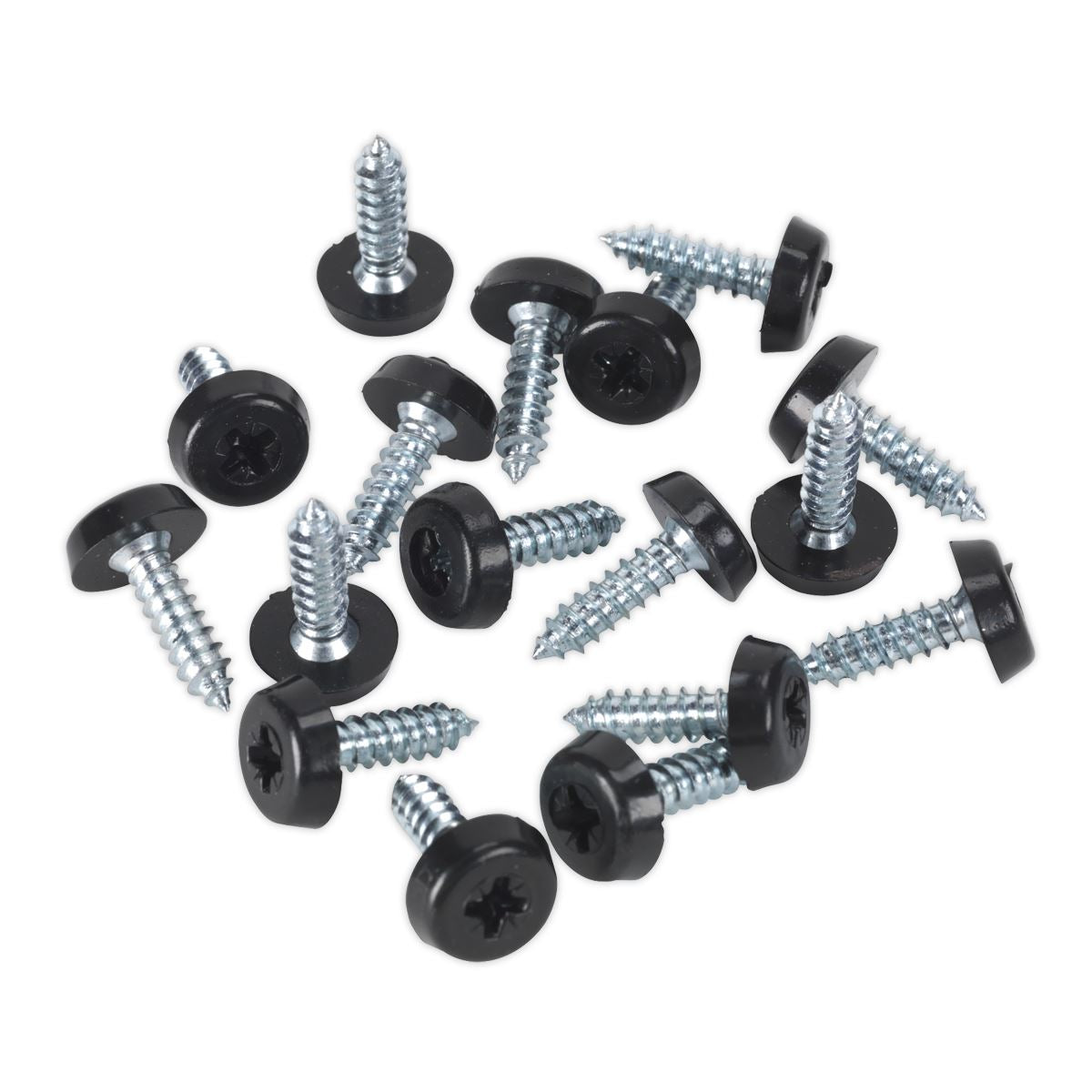 Sealey Numberplate Screw Plastic Head 4.8 x 18mm Black Pack of 50 PTNP3