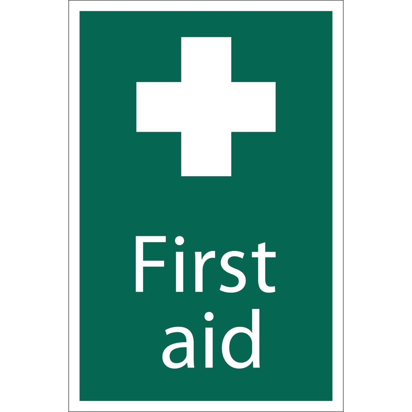 Draper First Aid Self Adhesive Safety Sign Notice Green And White 72534