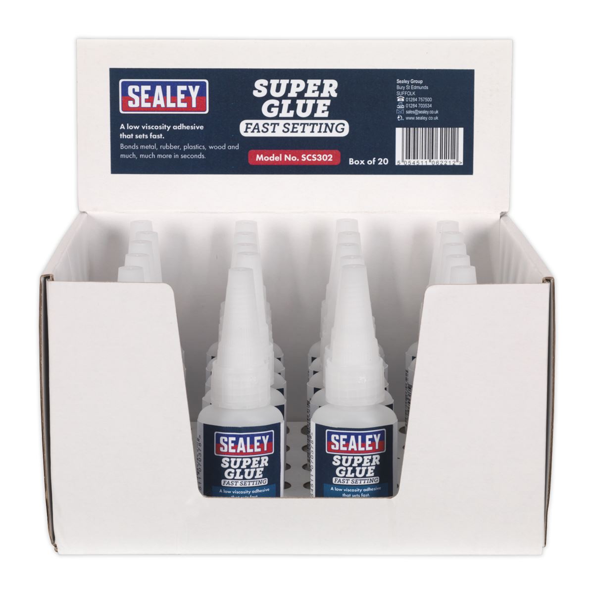 Sealey Super Glue Fast Setting 20g Pack of 20 SCS302