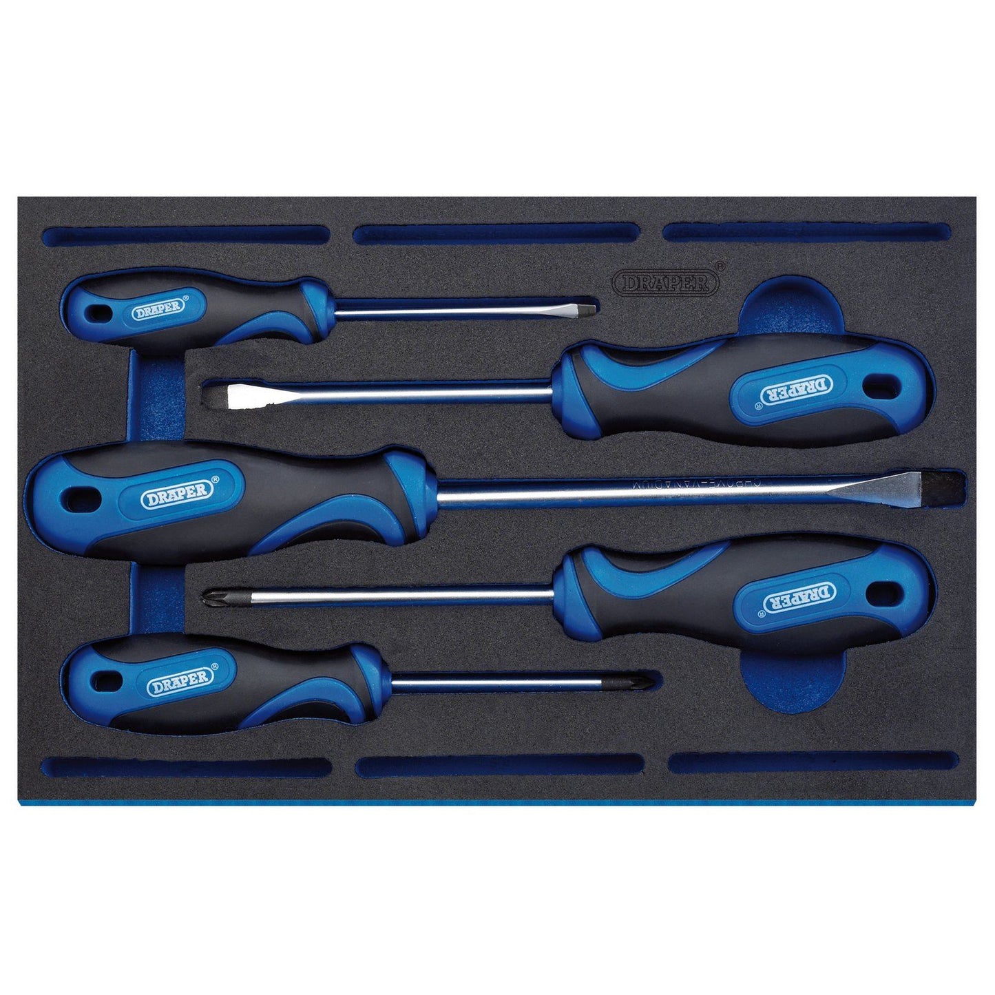 Draper Screwdriver Tool Set With 1/4 Drawer EVA Foam Insert Tray 5 Piece - 63400