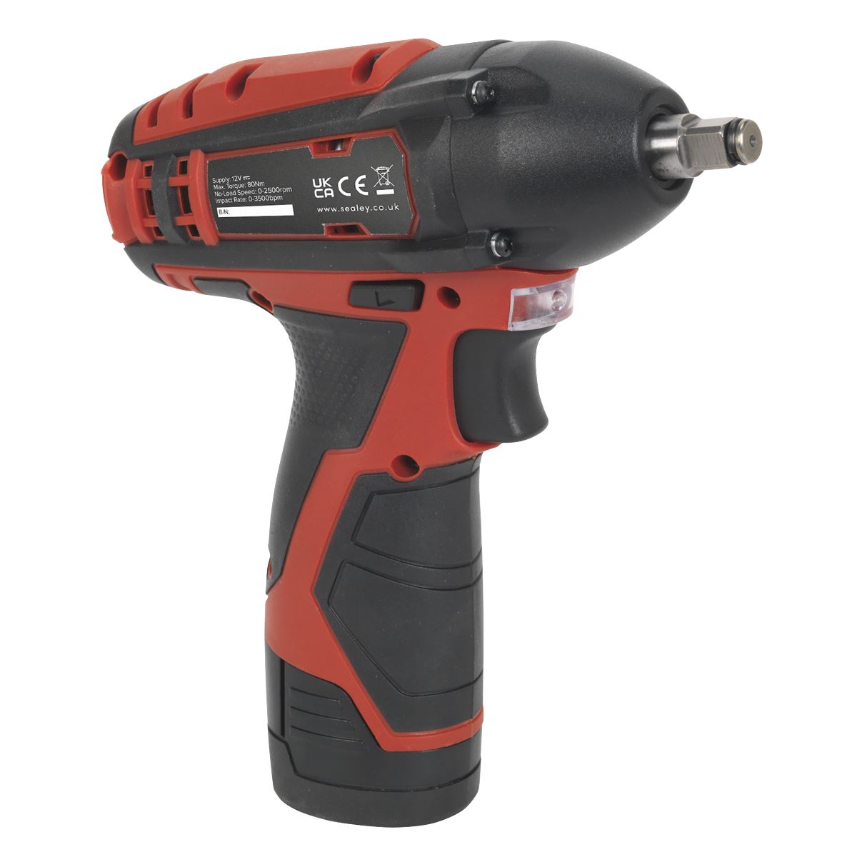 Sealey Cordless Impact Wrench 3/8"Sq Dr 80Nm 12V Li-ion - Body Only CP1204