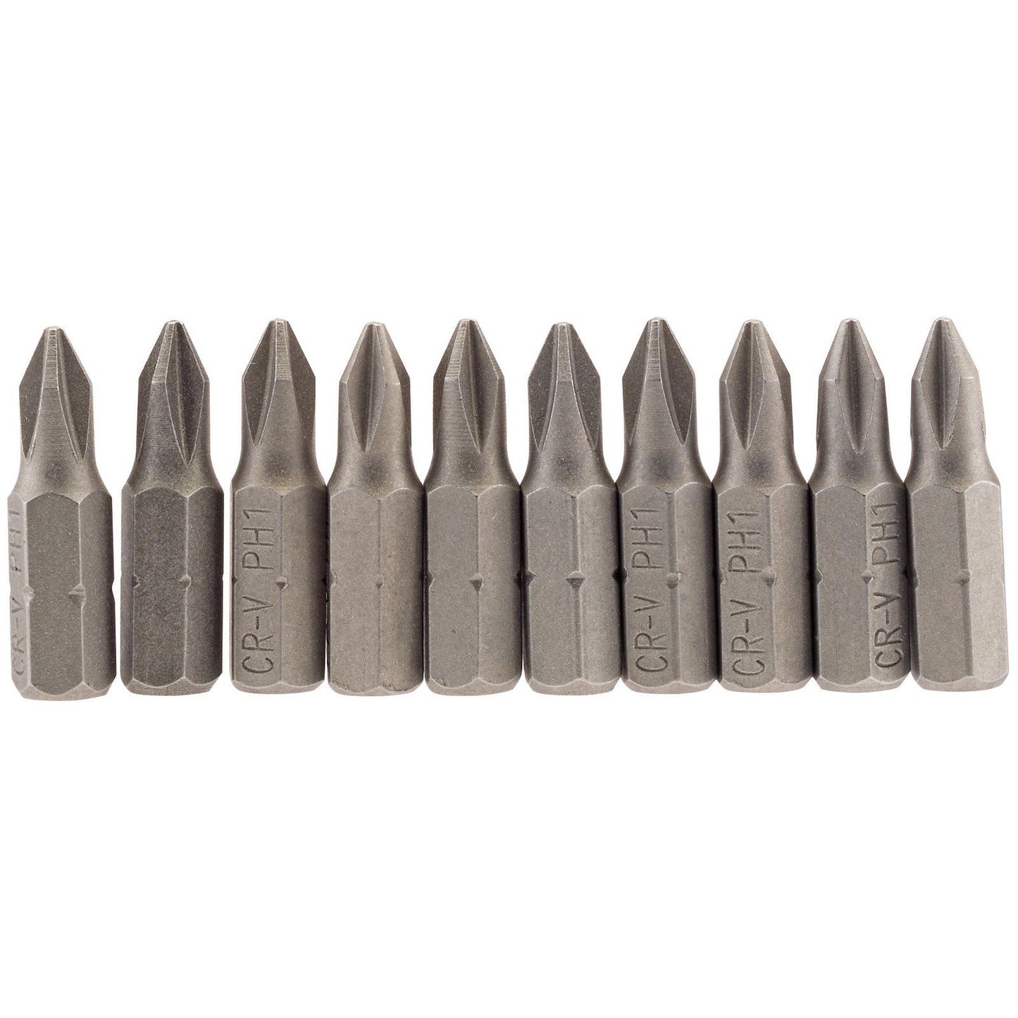 1x Pack Of 10 Draper No. 1 1/4" Hex Cross Slot Insert Bit - 25mm Long - 64060