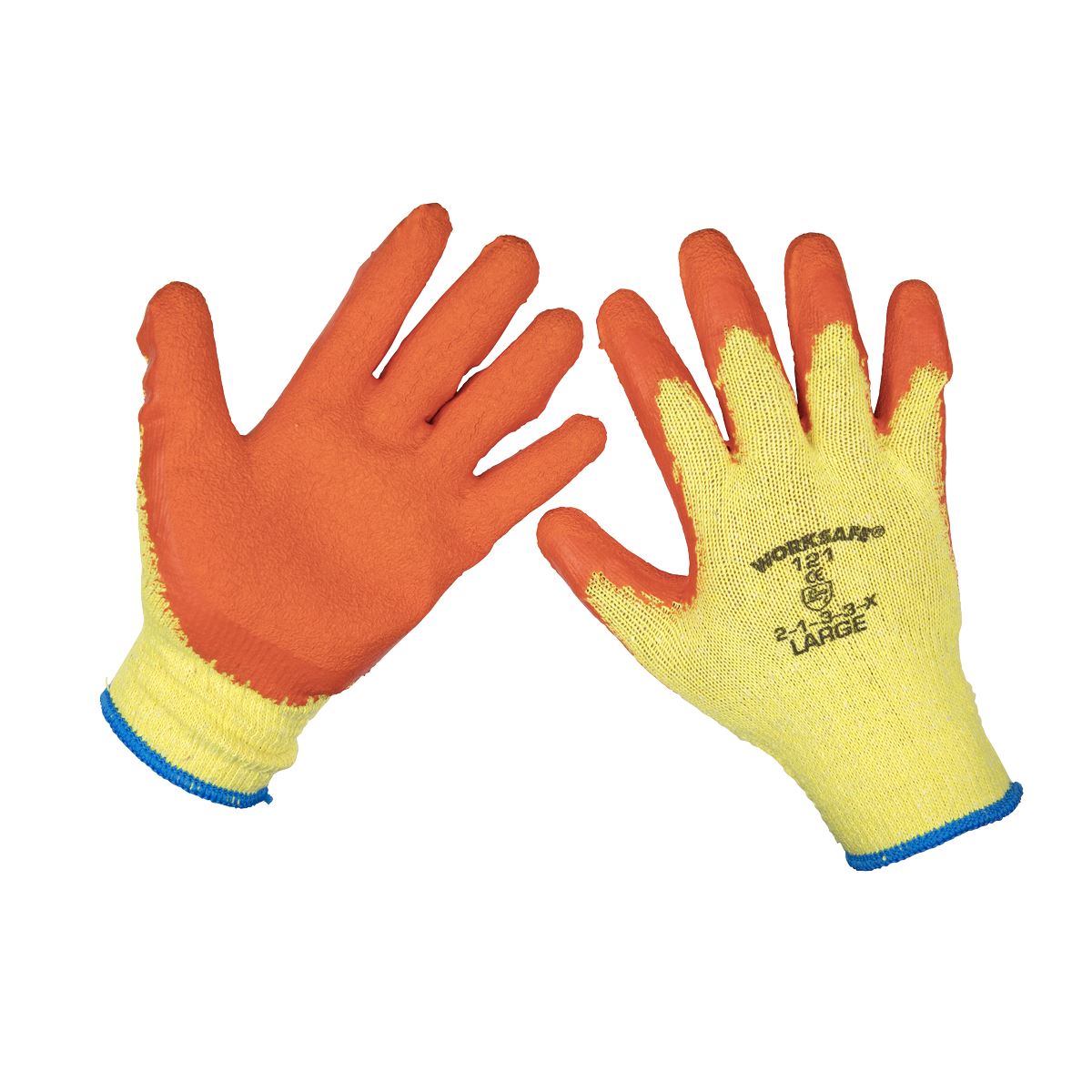 Sealey Super Grip Knitted Gloves Latex Palm (Large) -Pk of 12 Prs 9121L/12