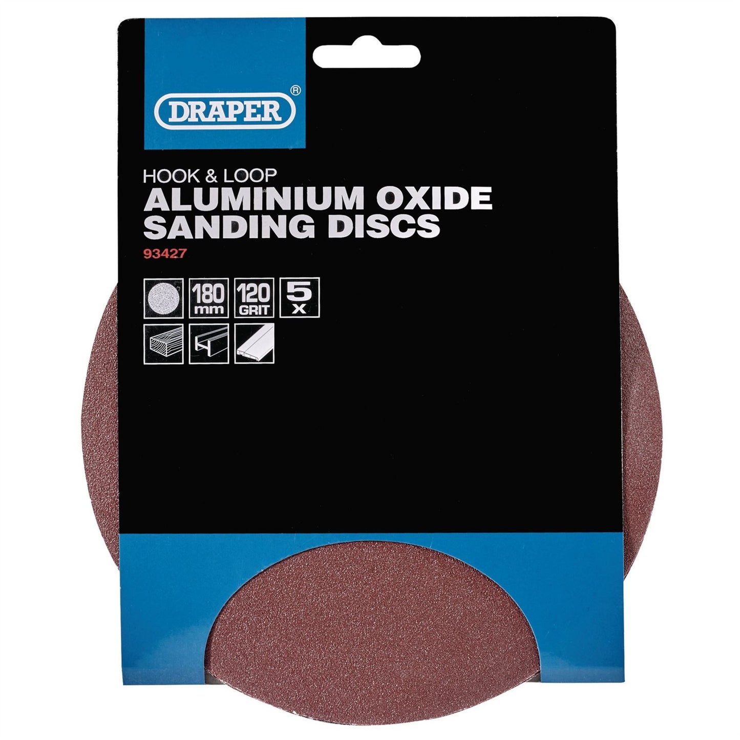 5x ORBITAL SANDING DISCS 180mm Hook & Loop Attach Extra Fine 120 Grit Sandpaper - 93427