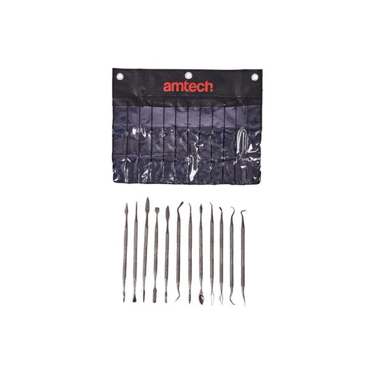 Amtech 12 Piece Stainless Steel Wax Carving Set Double Ended Carving Tools - R0330