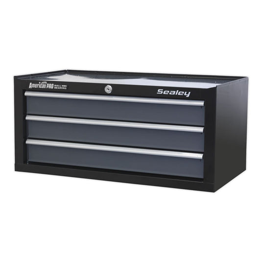 Sealey Mid-Box 3 Drawer with Ball Bearing Slides - Black/Grey AP3503TB