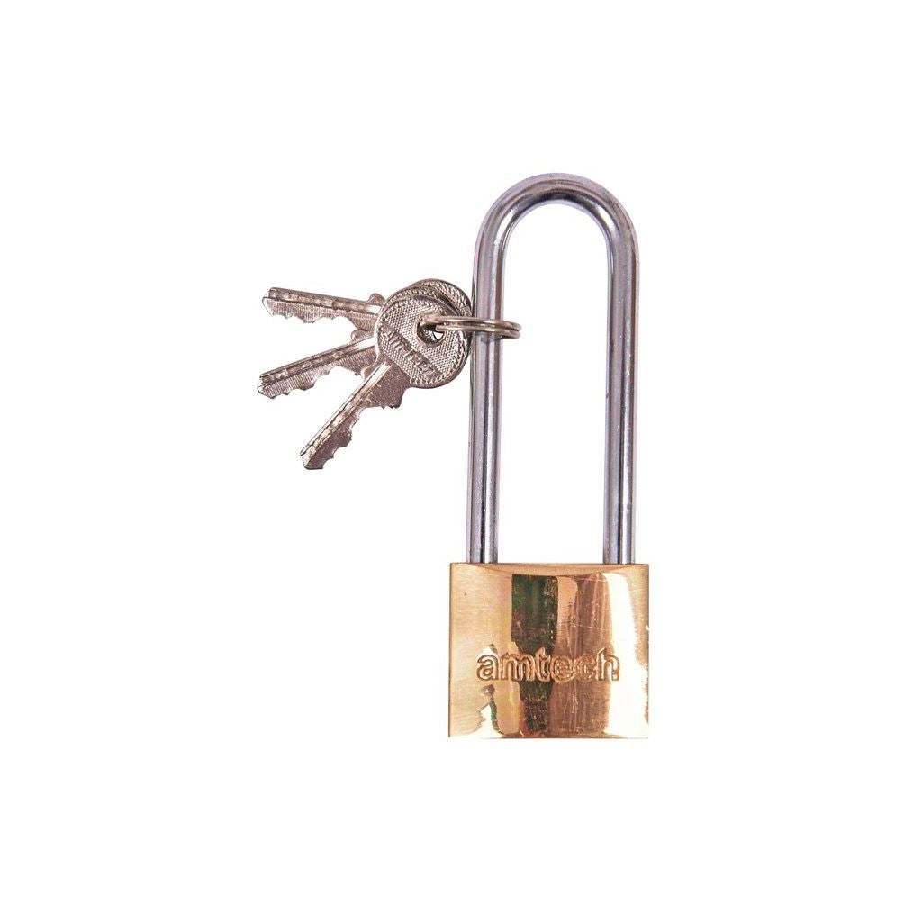 Amtech 38mm Long Shackle Brass Padlock - T1500C