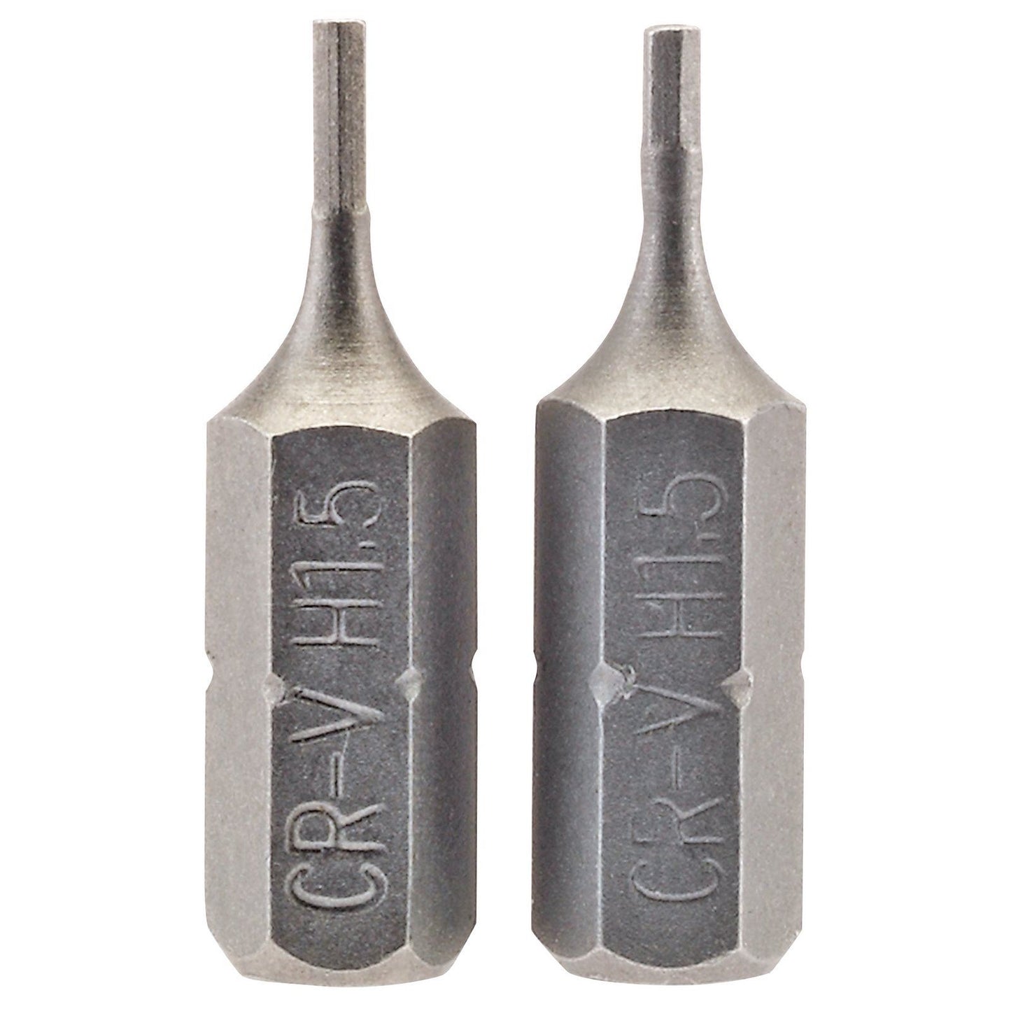 1x Pair Of Draper Chrome Vanadium 1.5mm 1/4" Hexagonal Insert Bit - 25mm Long - 63944