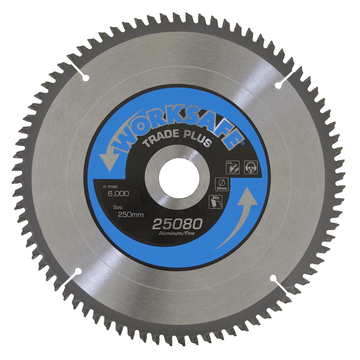 Sealey Aluminium Cutting TCT Saw Blade 250 x 30mm - 80tpu 25080/Ali