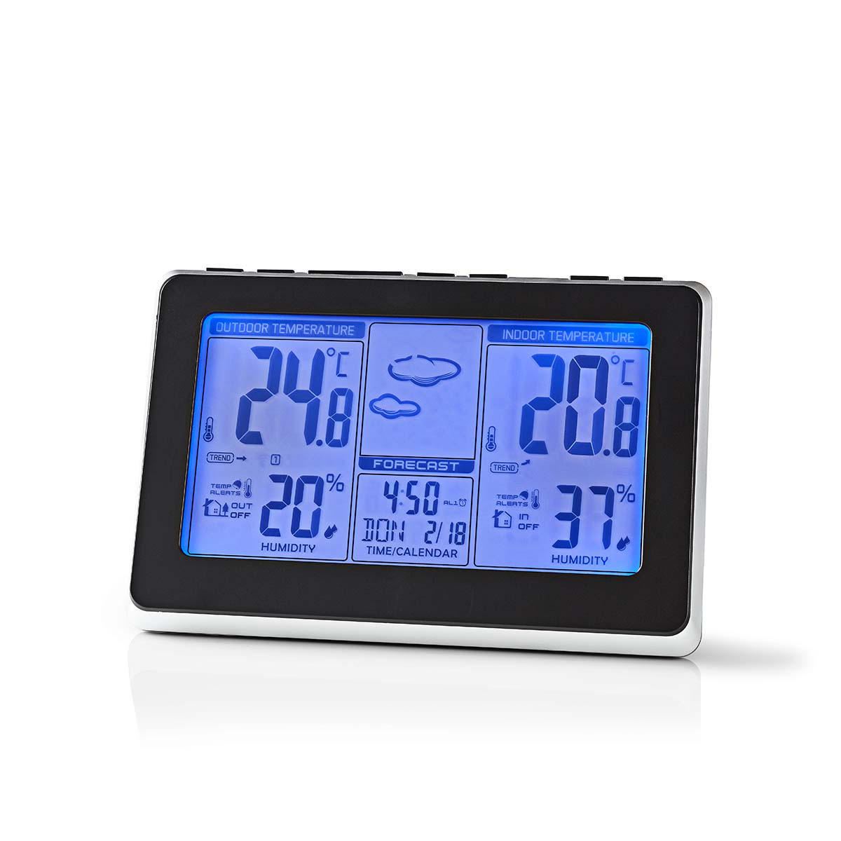 Nedis Weather Station Wireless sensor Alarm clock Weather Forecast - WEST400BK