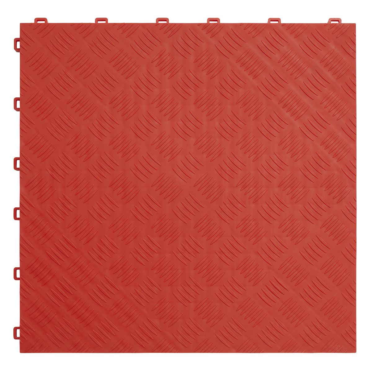 Sealey Polypropylene Floor Tile-Red Treadplate 400x400mm Pack of 9 FT3R