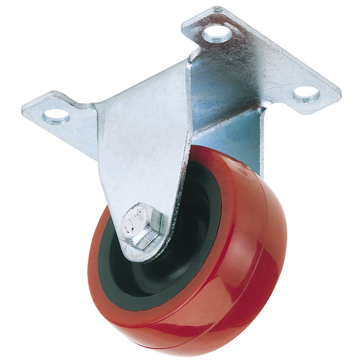 Draper 50mm Dia. Fixed Plate Fixing Polyurethane Wheel - S.W.L. 75Kg - 65512