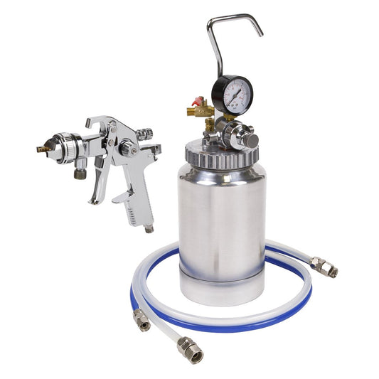 Sealey HVLP Pressure Pot System with Spray Gun & Hoses 1.7mm Set-Up HVLP-79/P