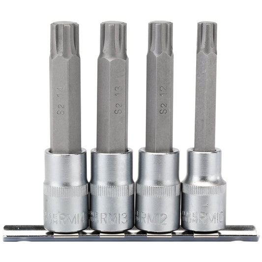 Draper 1/2" Square Drive Ribe® Socket Bit Set 4 piece 16345