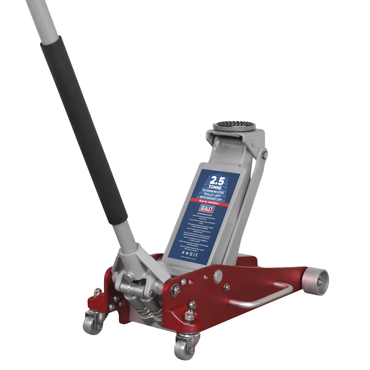 Sealey Trolley Jack 2.5 tonne Aluminium/Steel Rocket Lift RJAS2500