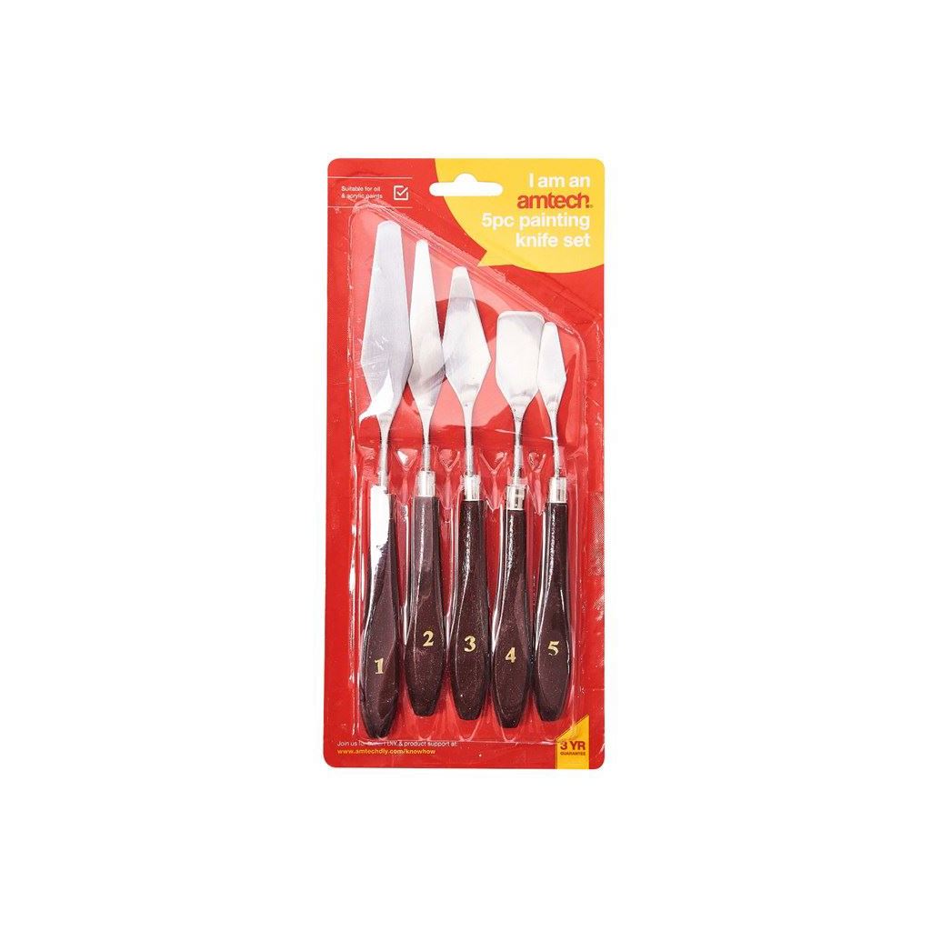 5x Oil Painting Pallette Knife Set Oil Acrylic Flexible Artist Spatula Knives - S0570