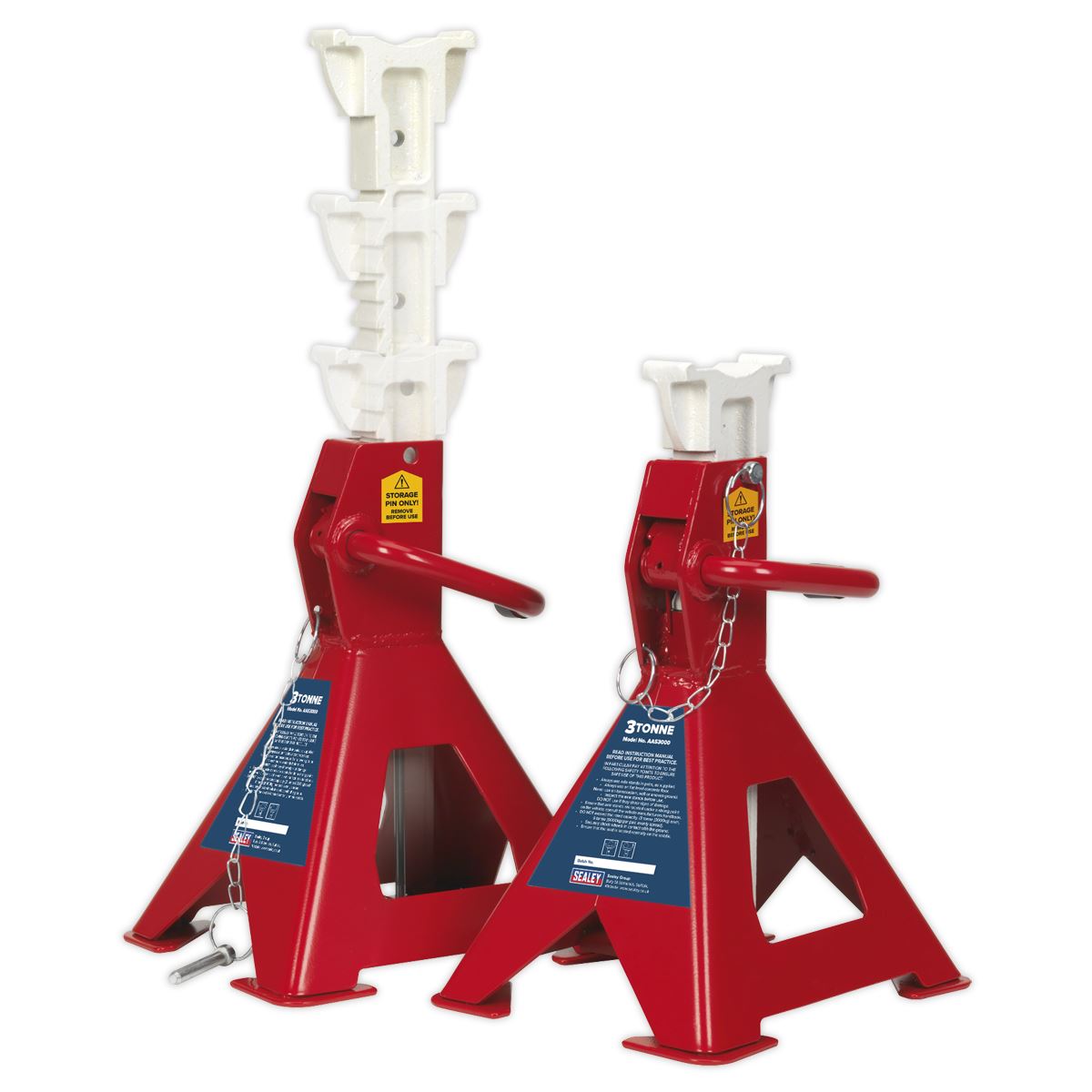 Sealey Axle Stands (Pair) 3t Capacity per Stand Auto Rise Ratchet AAS3000