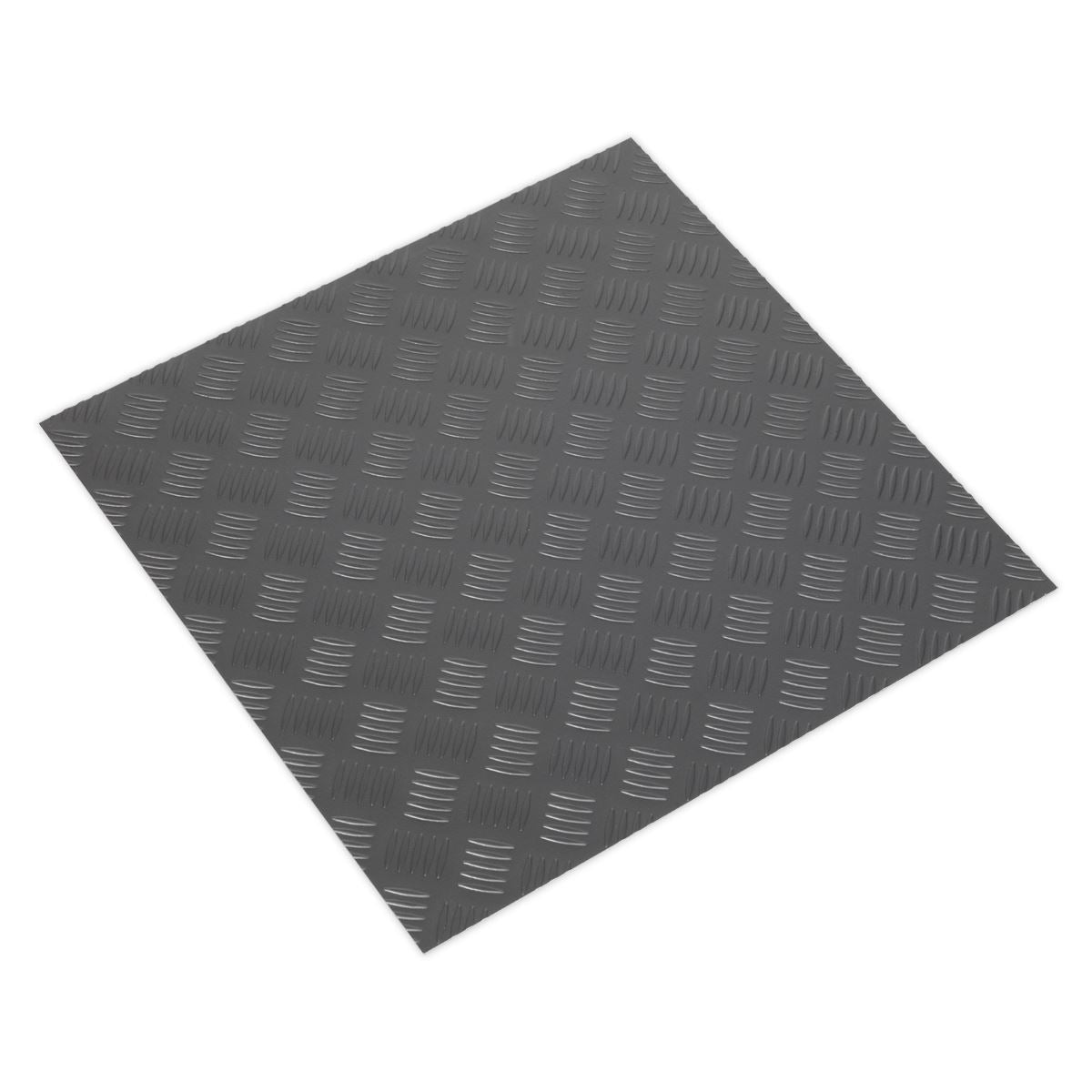 Sealey Vinyl Floor Tile Peel & Stick Backing-Silver Treadplate Pk16 FT1S