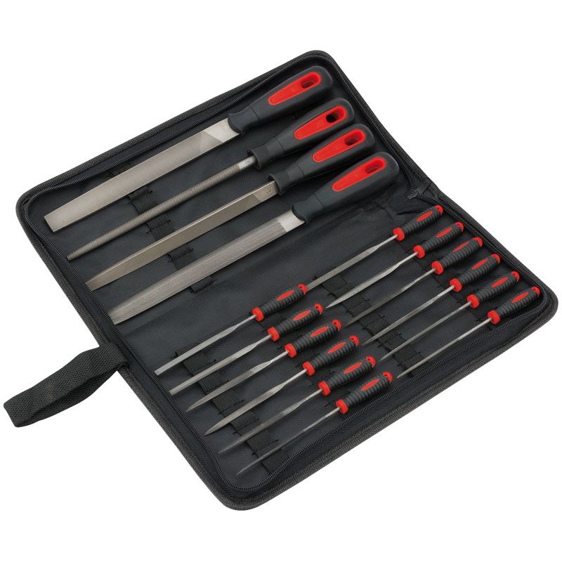 Draper Engineers Hand/Needle File Tool Set with Black Canvas Carrying Case 16 Pc - 68904