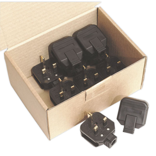 Sealey Black 13A heavy-Duty Plug Pack of 10 PL/13/3